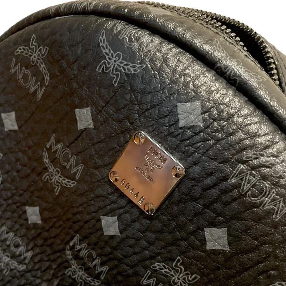 MCM Blk/Gry Monogram Stark Side Studs Backpack in Visetos |Size: 42.5cm|